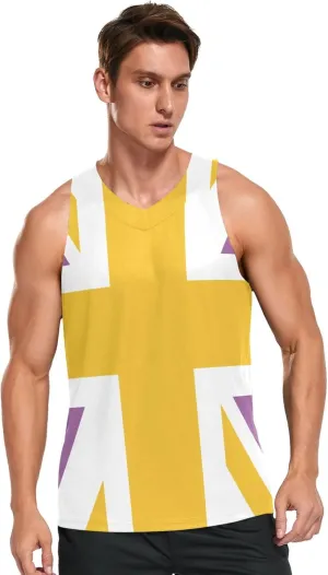 Rastafari Flag Men's Beach Tank Top Colorful Print Sport Workout & Training Top Summer Quick Dry Sleeveless Tee Shirt Unisex