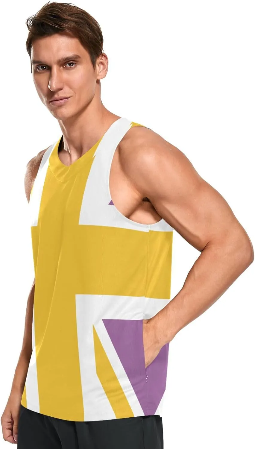 Rastafari Flag Men's Beach Tank Top Colorful Print Sport Workout & Training Top Summer Quick Dry Sleeveless Tee Shirt Unisex