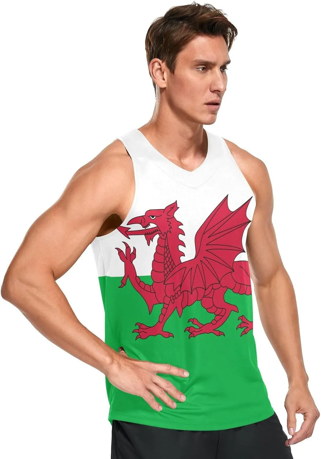 Rastafari Flag Men's Beach Tank Top Colorful Print Sport Workout & Training Top Summer Quick Dry Sleeveless Tee Shirt Unisex