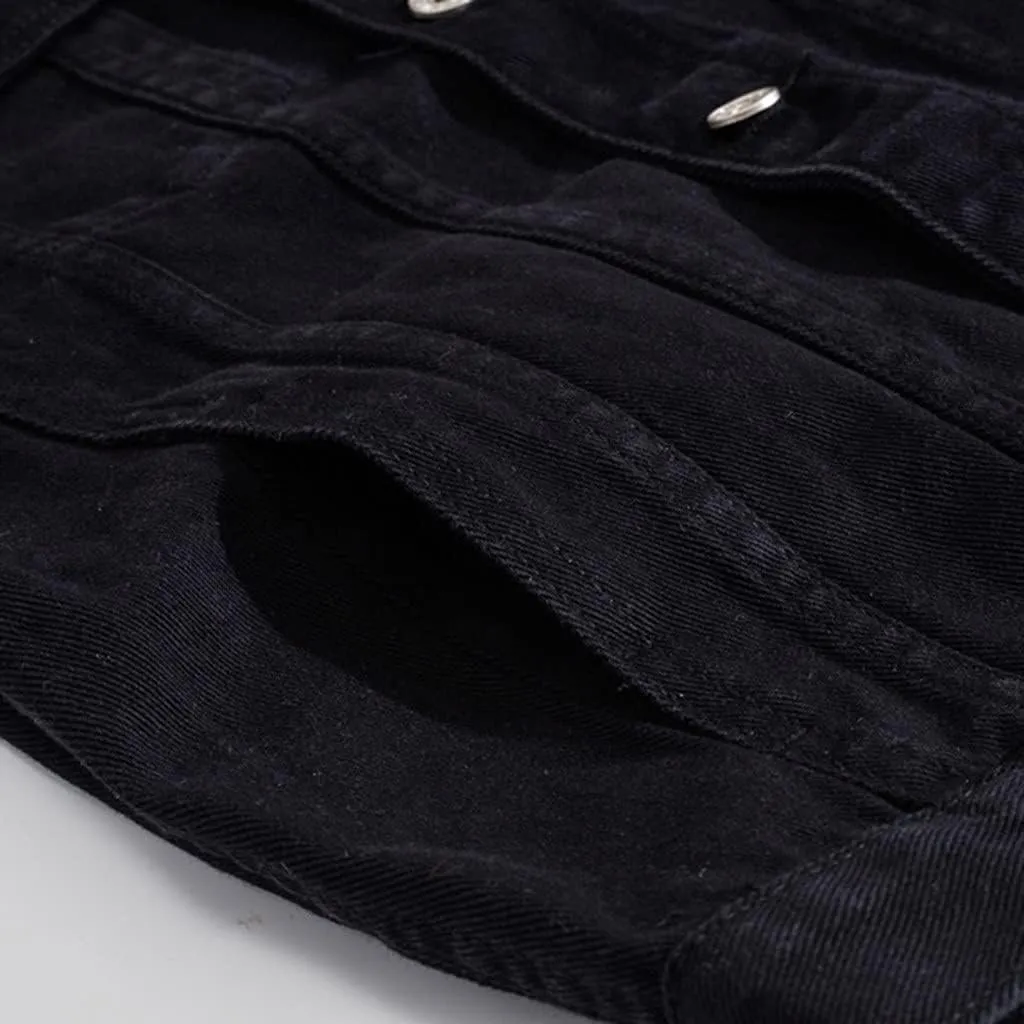Ripped Denim Jacket for Men Baggy Style Winter Long Sleeve Top Stylish WindbreakerFall