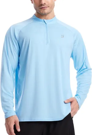 Roadbox Men's 1/4 Zip Pullover Long Sleeve, UPF 50  UV Sun Protection Shirts, Swim Rash Guard Tops for Running Fishing