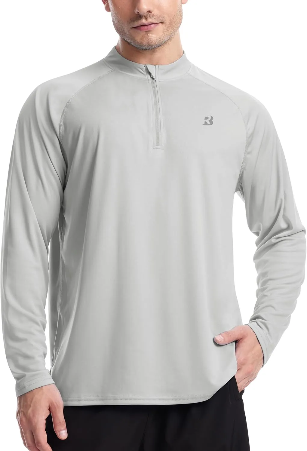 Roadbox Men's 1/4 Zip Pullover Long Sleeve, UPF 50  UV Sun Protection Shirts, Swim Rash Guard Tops for Running Fishing
