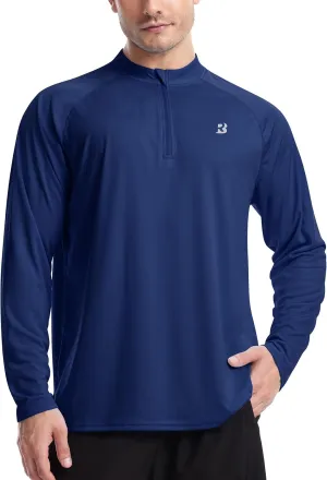 Roadbox Men's 1/4 Zip Pullover Long Sleeve, UPF 50  UV Sun Protection Shirts, Swim Rash Guard Tops for Running Fishing