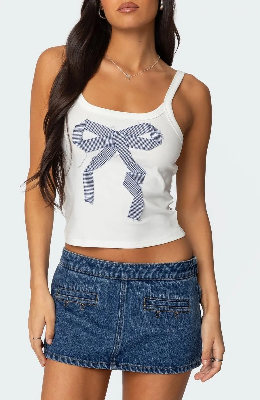 Seyumixi Women Y2k Tank Top Spaghetti Strap Scoop Neck Graphic Text Crop Top Sleeveless Cute Tanks Going Out Camisole