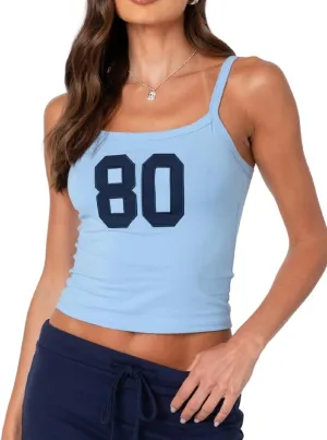 Seyumixi Women Y2k Tank Top Spaghetti Strap Scoop Neck Graphic Text Crop Top Sleeveless Cute Tanks Going Out Camisole