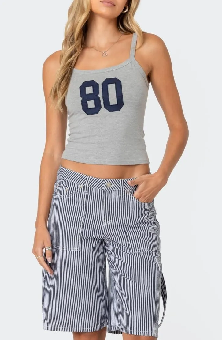 Seyumixi Women Y2k Tank Top Spaghetti Strap Scoop Neck Graphic Text Crop Top Sleeveless Cute Tanks Going Out Camisole