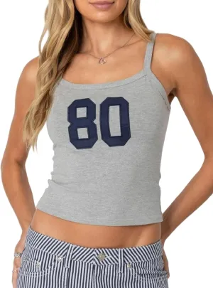 Seyumixi Women Y2k Tank Top Spaghetti Strap Scoop Neck Graphic Text Crop Top Sleeveless Cute Tanks Going Out Camisole