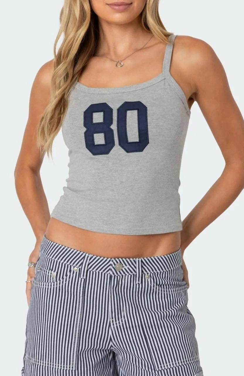 Seyumixi Women Y2k Tank Top Spaghetti Strap Scoop Neck Graphic Text Crop Top Sleeveless Cute Tanks Going Out Camisole
