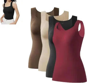 Shamfreshen U Neck Shapewear Built-in Bra Tank, Shamfreshen Tank Top, Women High Strechy Sleeveless Camisole Tank Top