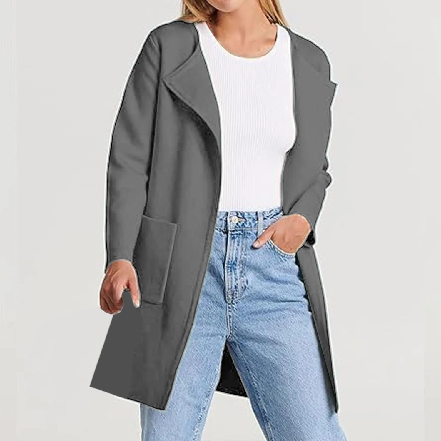 SHAOBGE Womens Knit Sweater Womens Knit Cardigan Sweaters Oversized Open Front Long Sleeve Lapel Tan Sweater Women