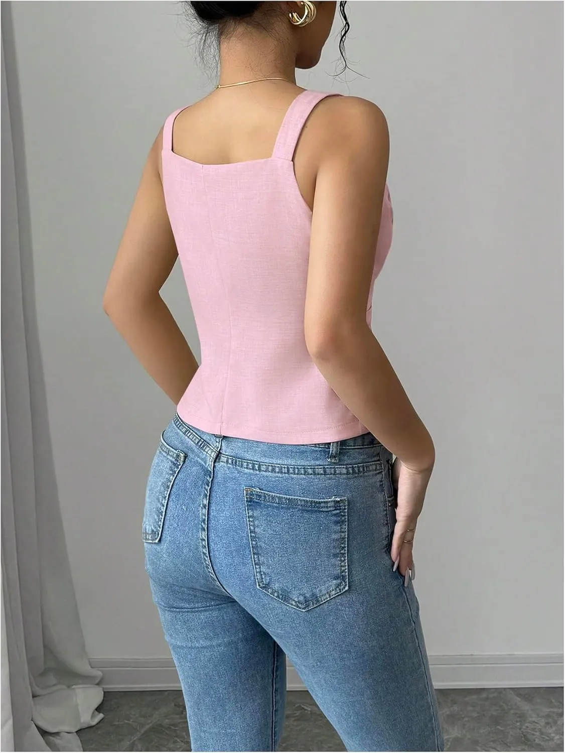 SHENHE Women's Button Up V Neck Vest Casual Business Waistcoat Blazer Vests Tank Top