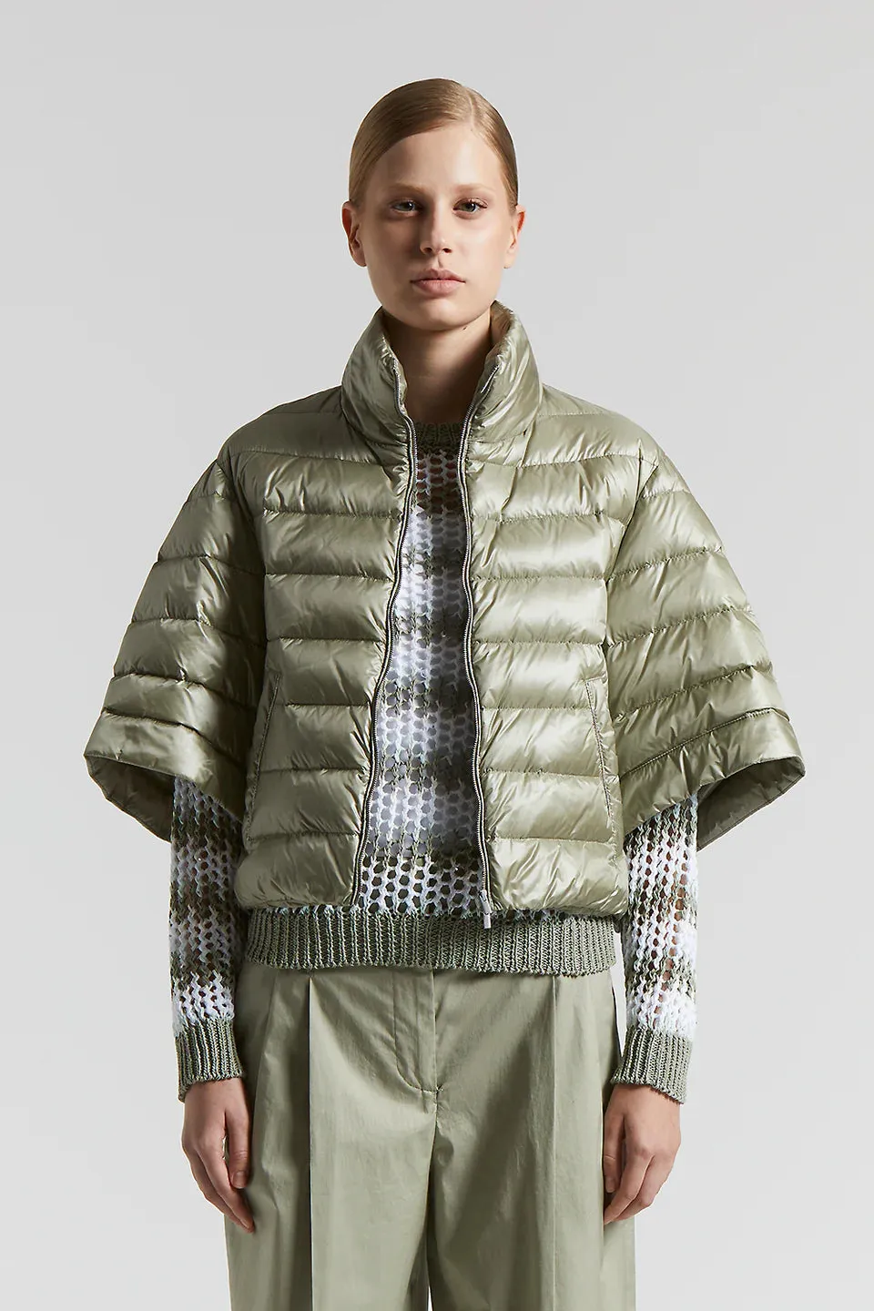 Short Sleeve Down Jacket - Green Eucalyptus