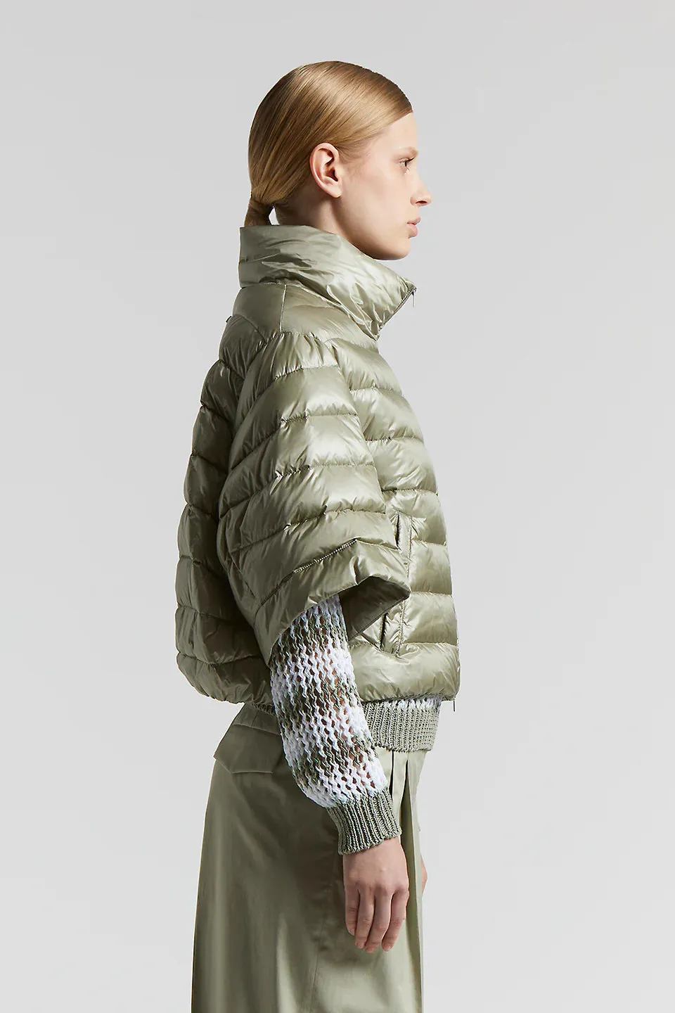 Short Sleeve Down Jacket - Green Eucalyptus