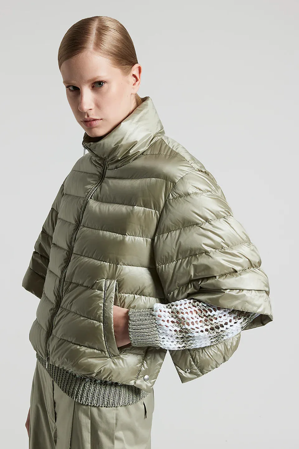 Short Sleeve Down Jacket - Green Eucalyptus