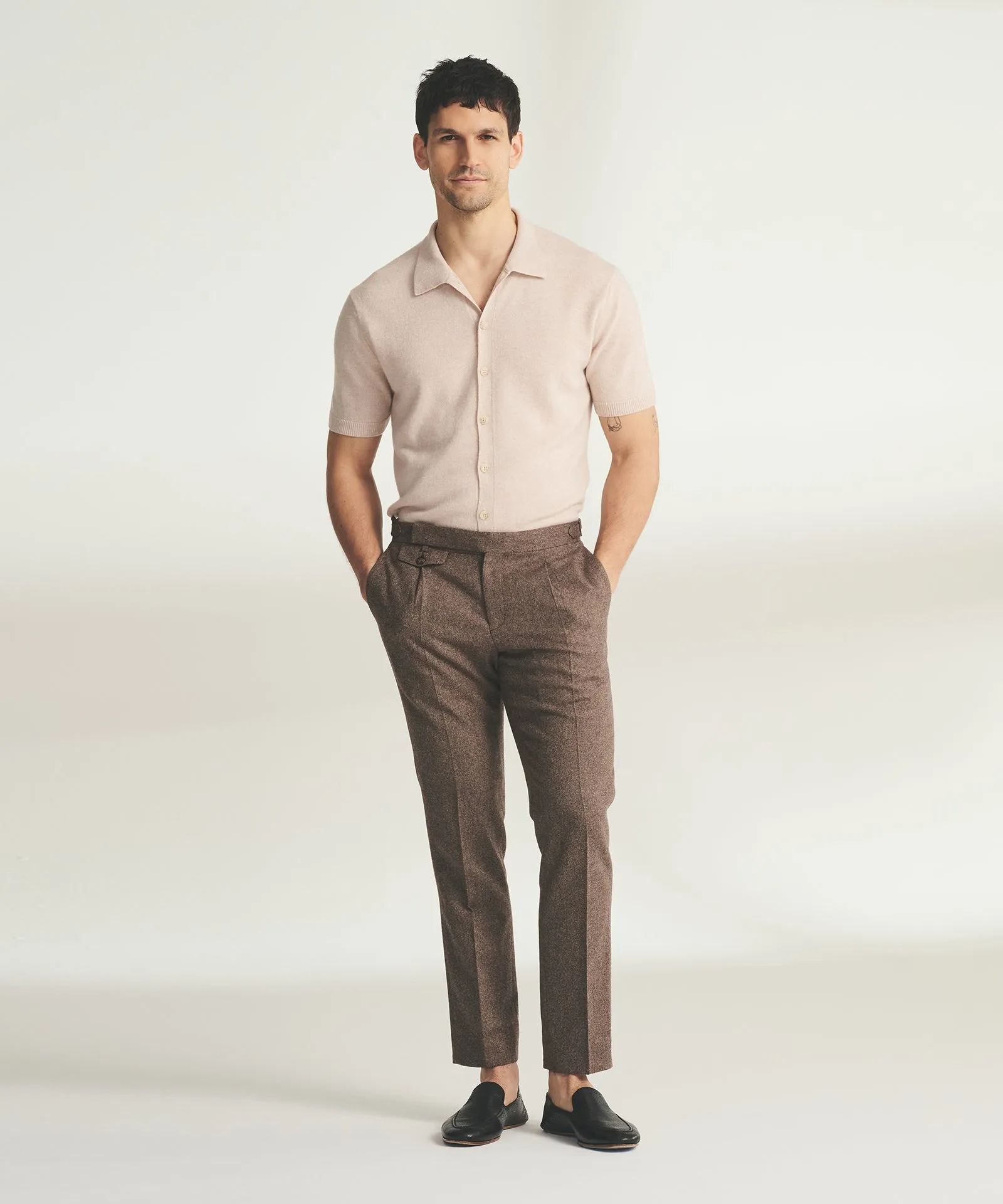 Signature Cashmere Short Sleeve Button Down