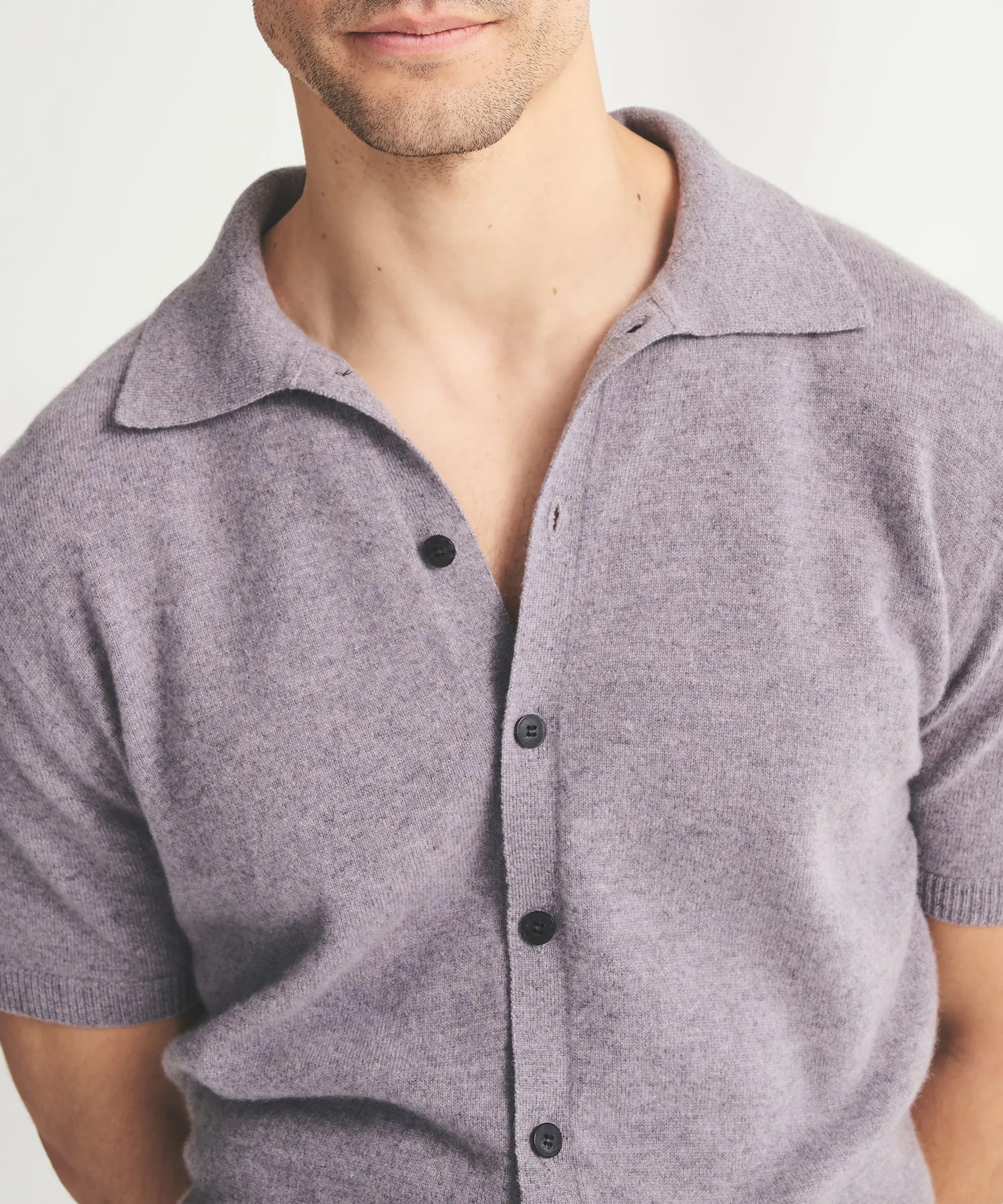 Signature Cashmere Short Sleeve Button Down