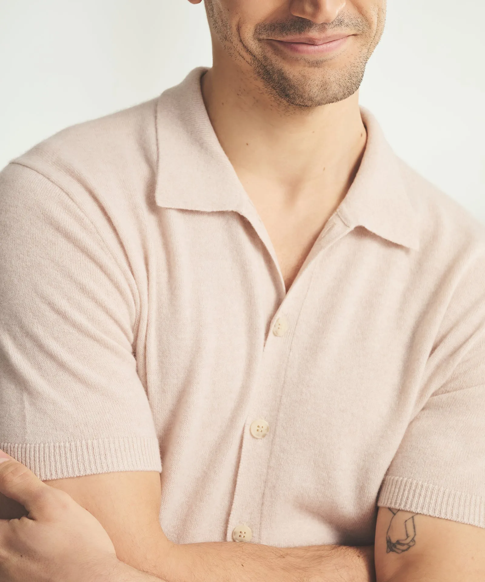 Signature Cashmere Short Sleeve Button Down