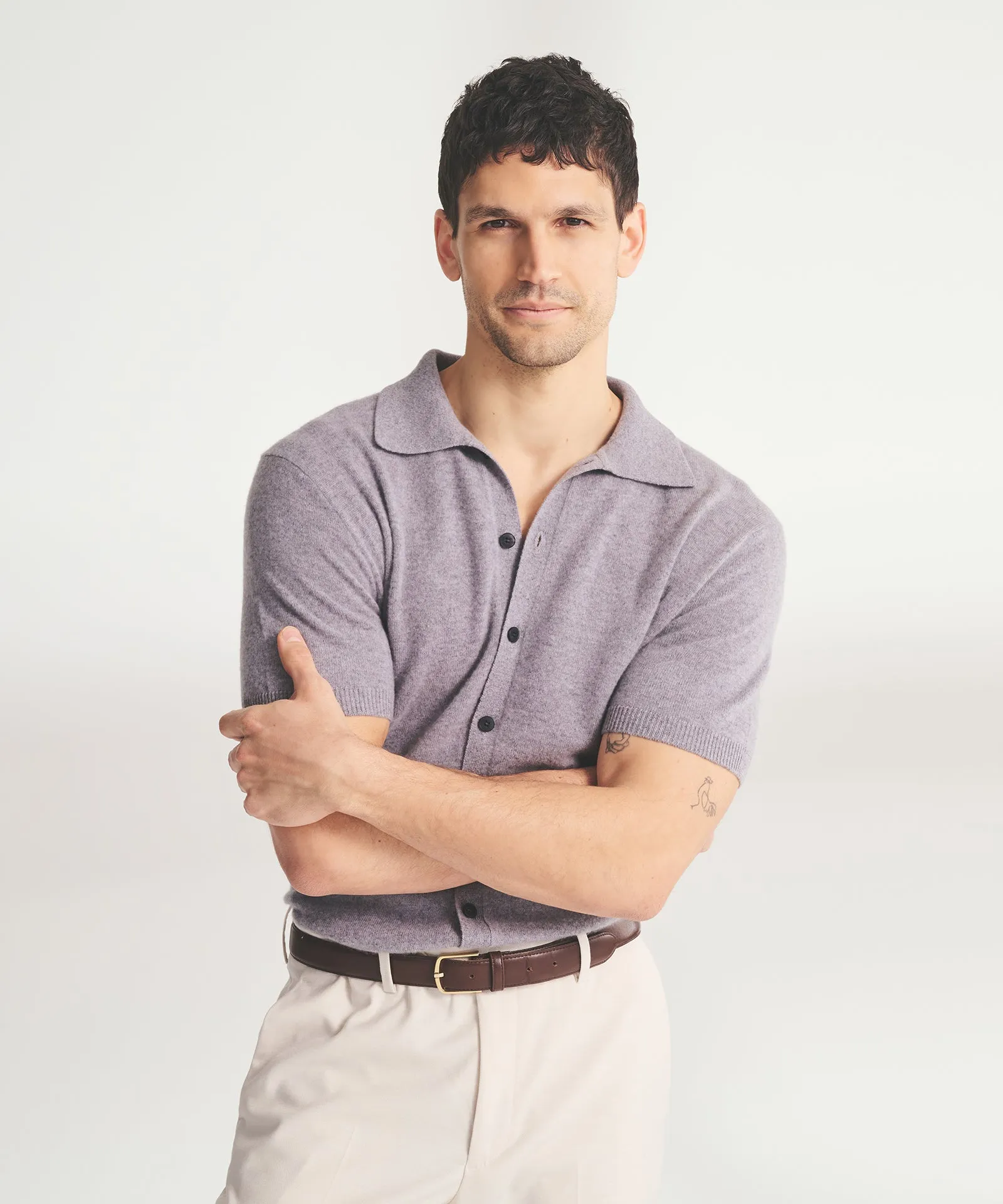Signature Cashmere Short Sleeve Button Down
