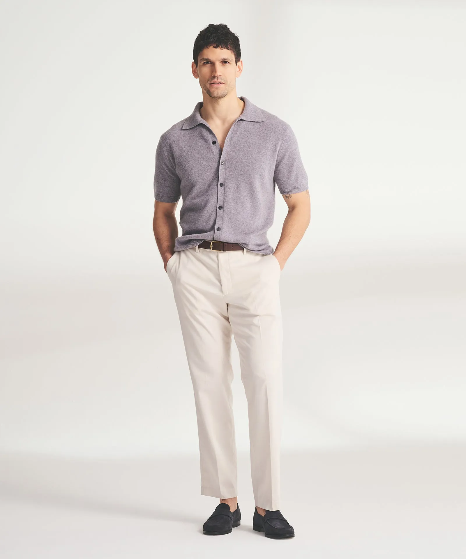Signature Cashmere Short Sleeve Button Down