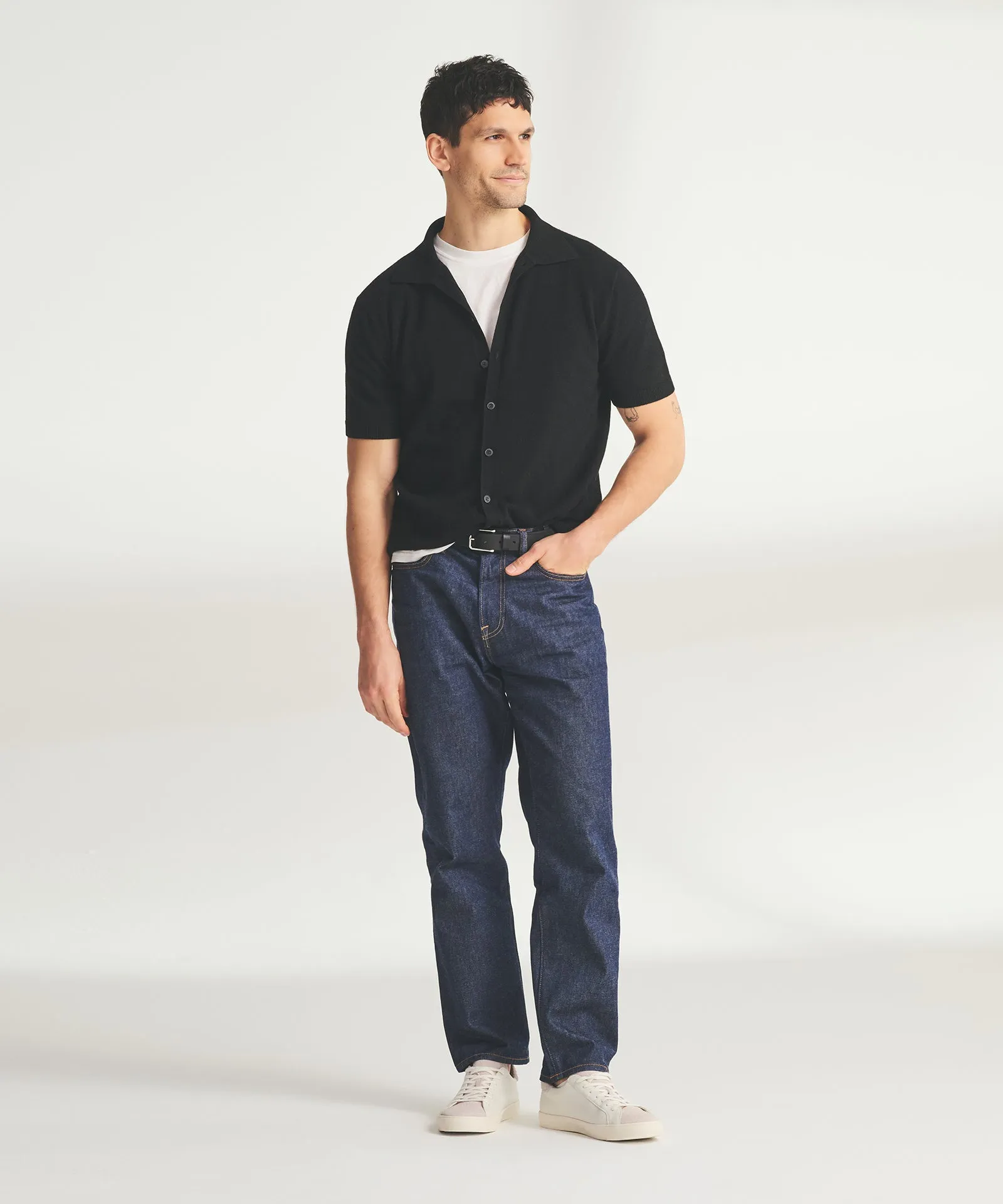 Signature Cashmere Short Sleeve Button Down