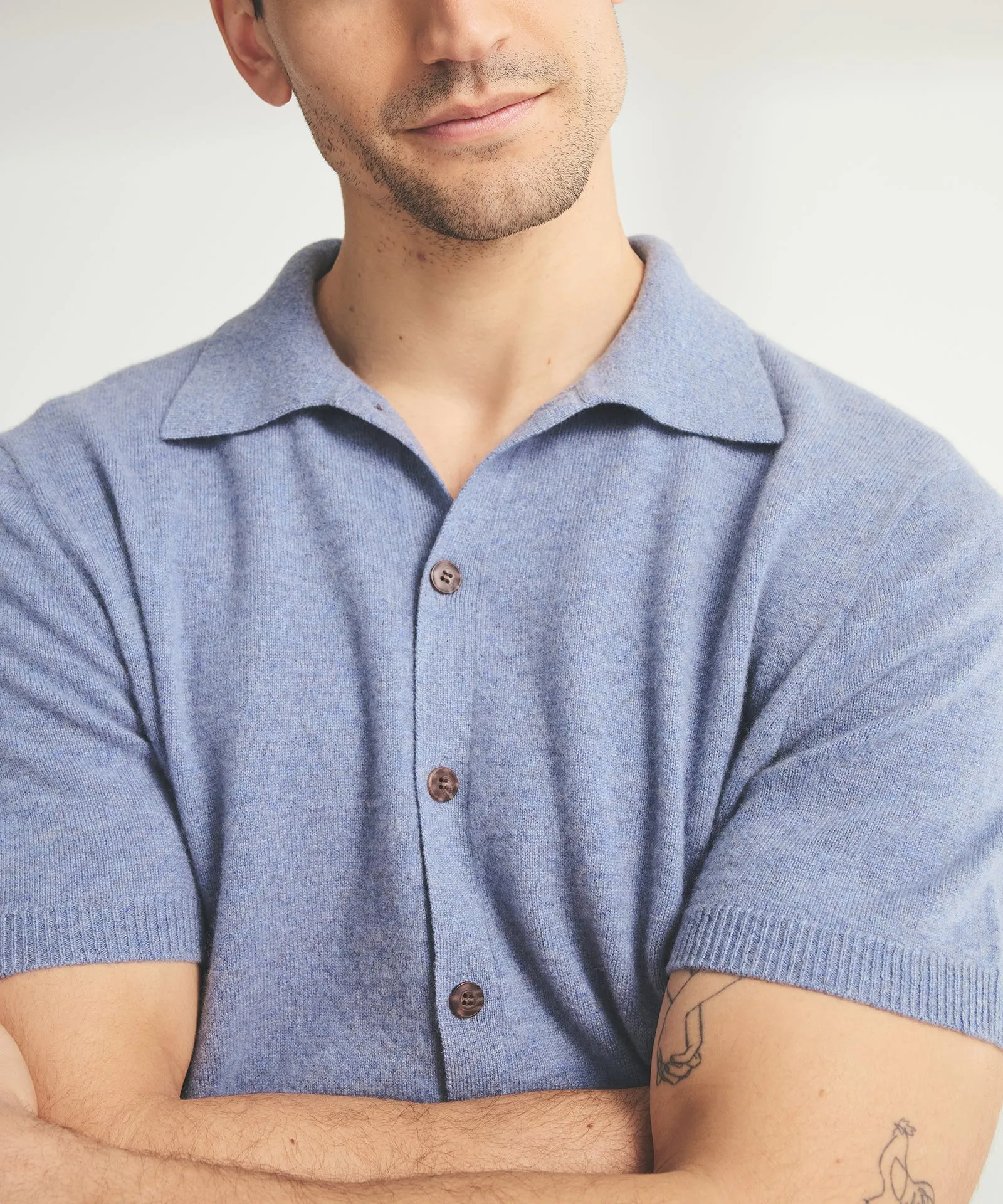 Signature Cashmere Short Sleeve Button Down