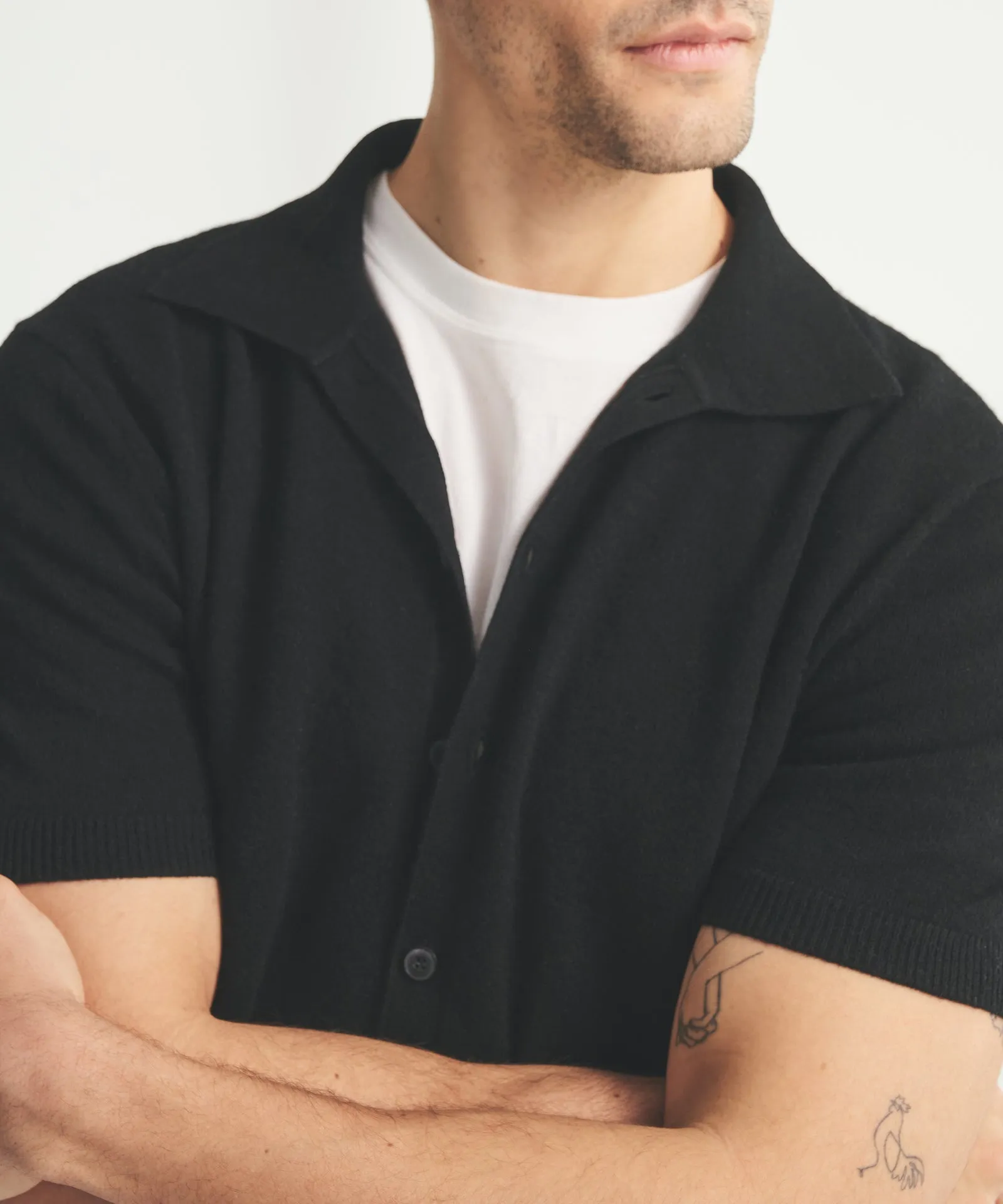 Signature Cashmere Short Sleeve Button Down