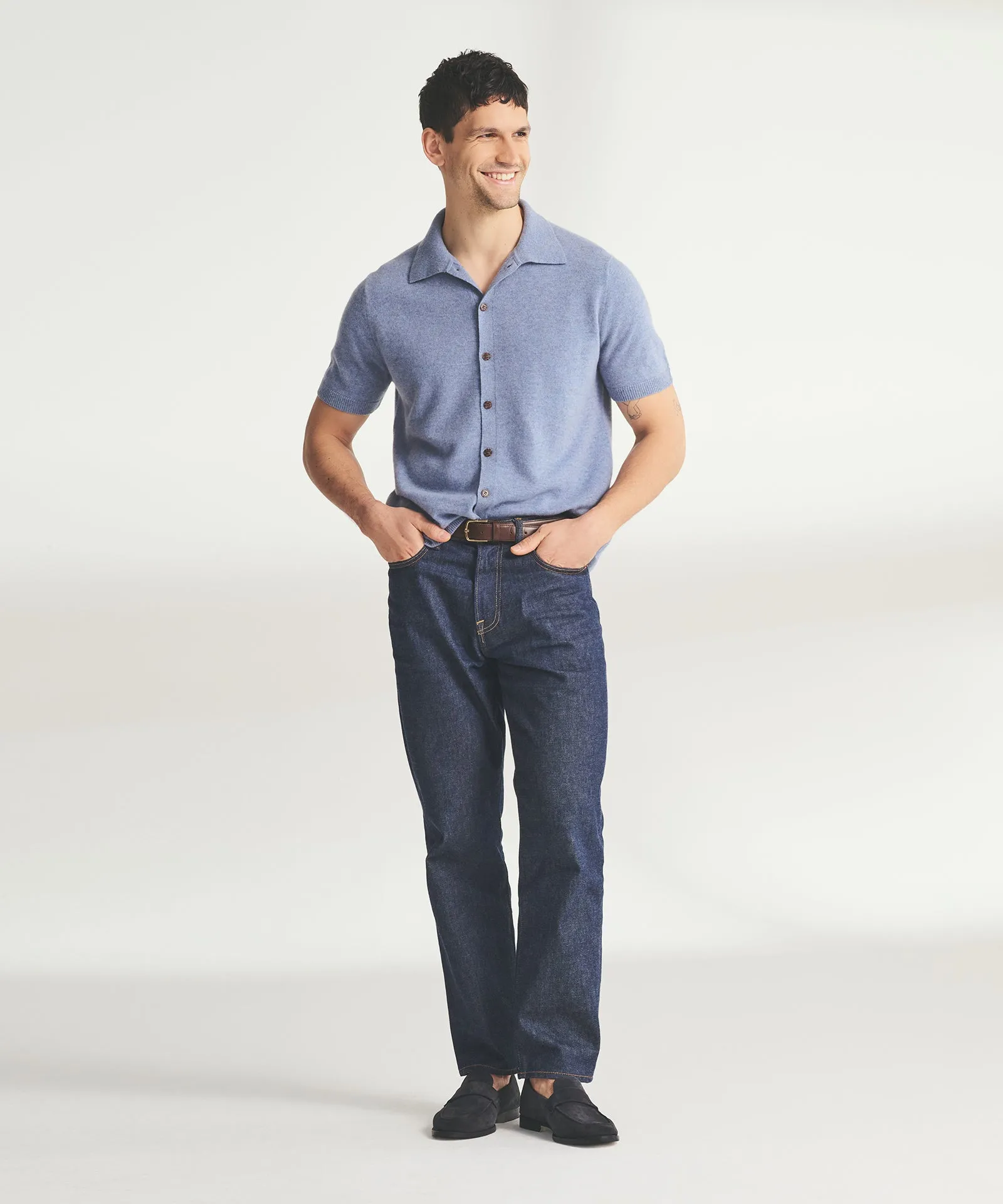 Signature Cashmere Short Sleeve Button Down