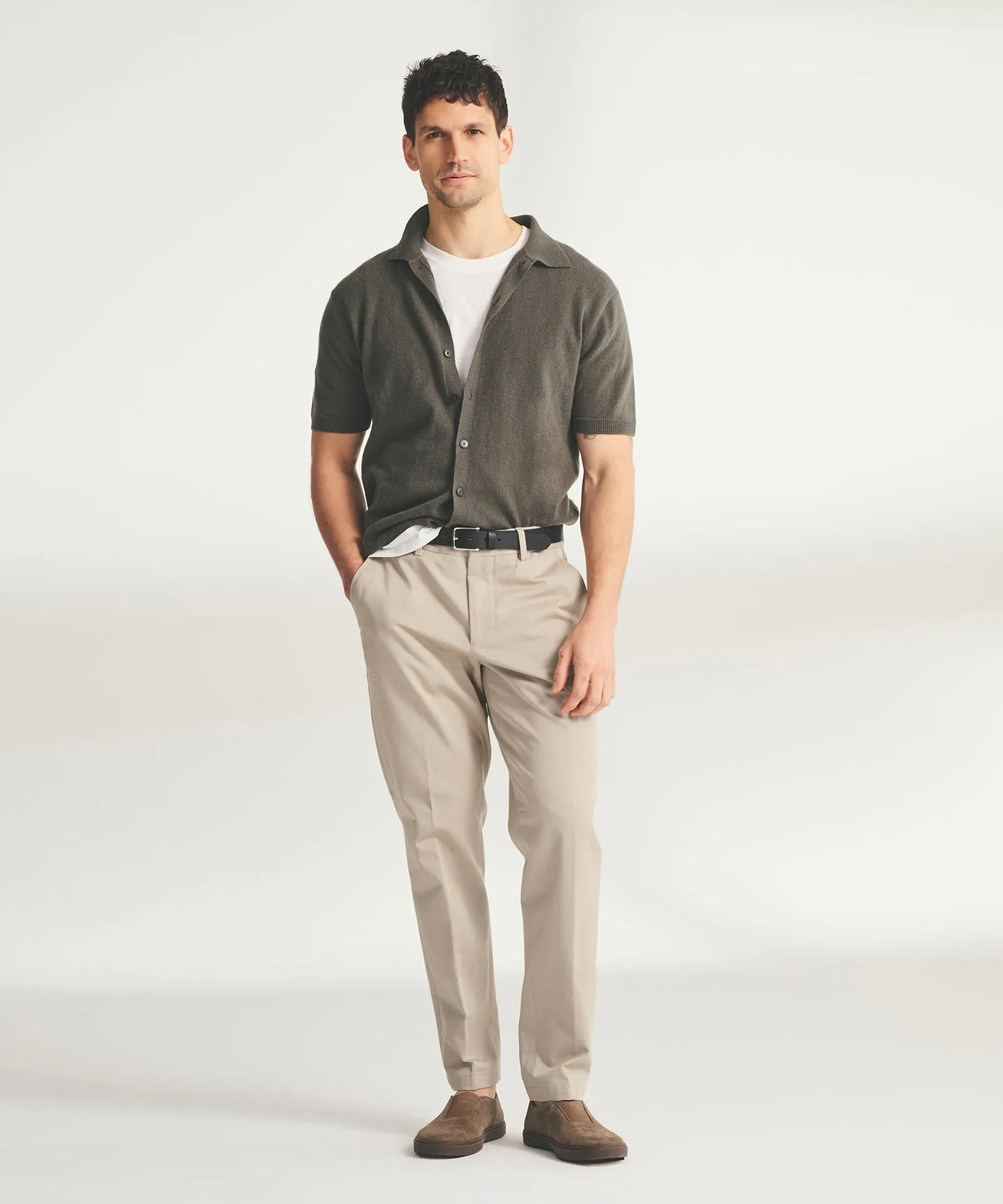 Signature Cashmere Short Sleeve Button Down