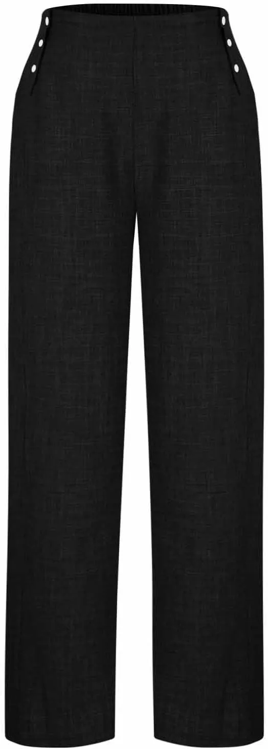Solid Color Linen Pants for Women 2025 Summer Flowy High Waisted Beach Palazzo Trousers with Pockets