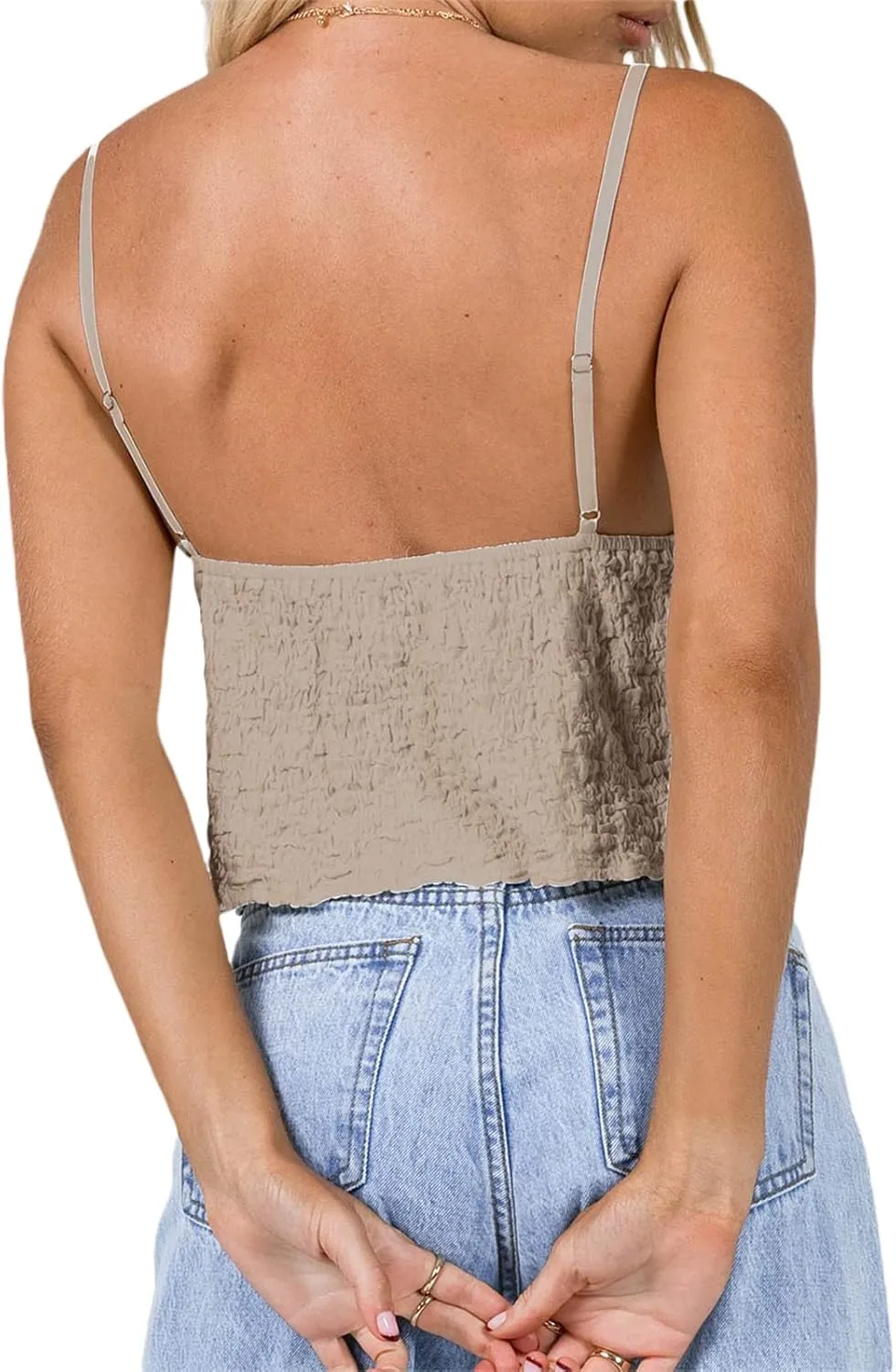 Spaghetti Strap Ruched Camisole for Women Y2K Tie Front Peplum Cami Top Deep V Neck Sleeveless Crop Tank Top Clubwear