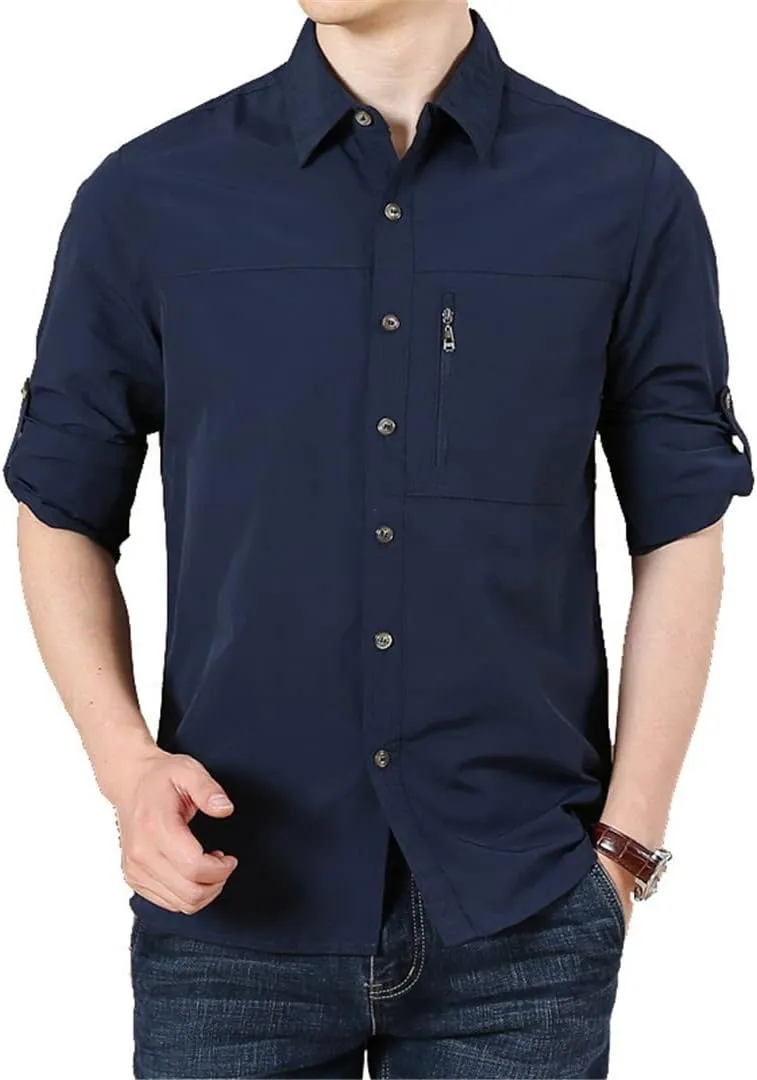 Spring Summer Quick Dry Long Sleeve Cargo Shirt Men's Large Size Outdoor Hiking Sports Tactical Shirt Military Tops Male