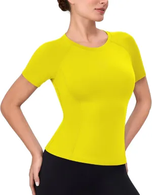 SPVISE Women's Compression Shirt Short Sleeve Workout Tops Athletic Baselayer Dry Fit Running Yoga Gym Basic T-Shirt Crewneck