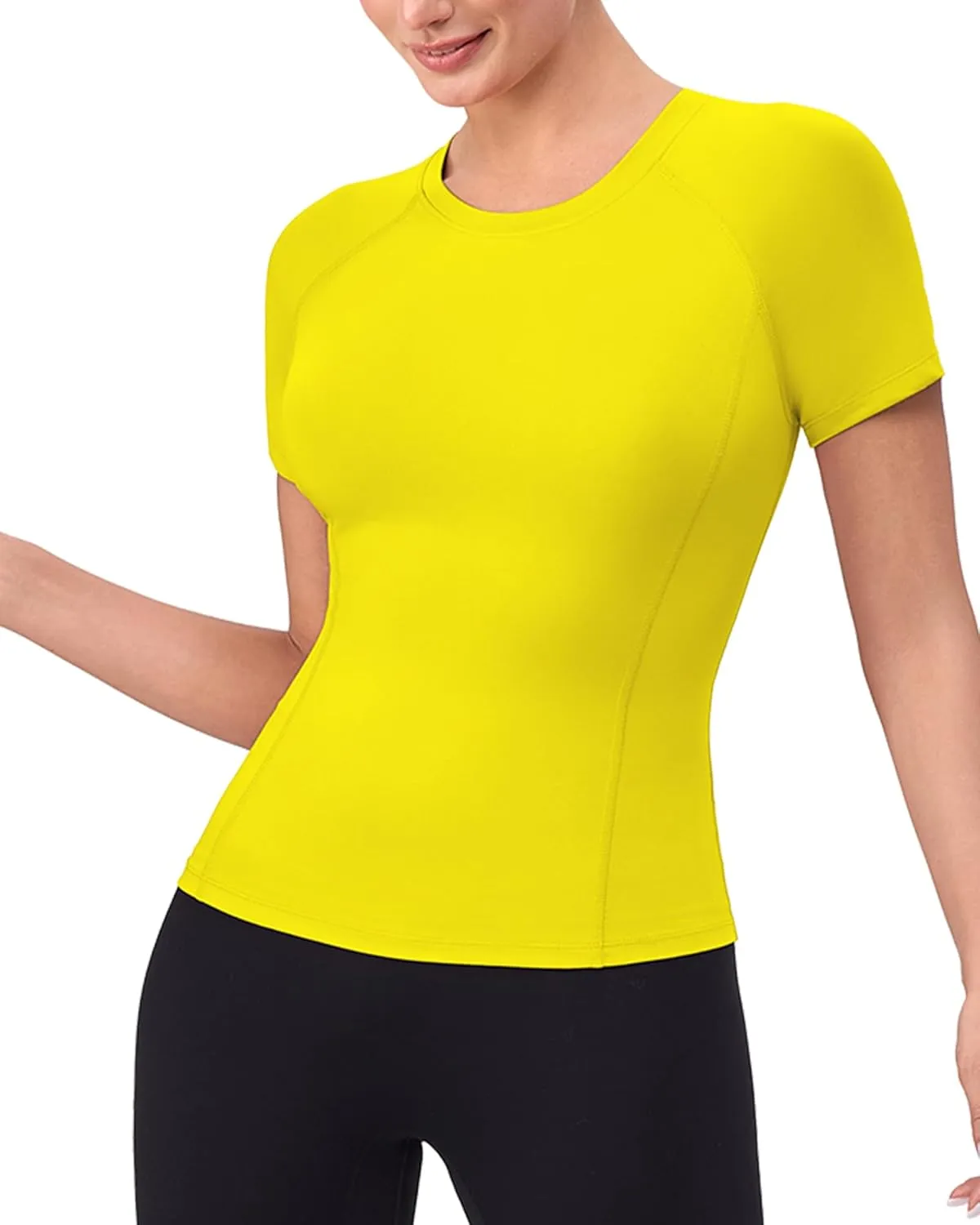 SPVISE Women's Compression Shirt Short Sleeve Workout Tops Athletic Baselayer Dry Fit Running Yoga Gym Basic T-Shirt Crewneck