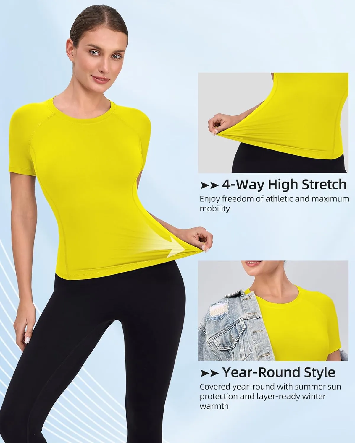 SPVISE Women's Compression Shirt Short Sleeve Workout Tops Athletic Baselayer Dry Fit Running Yoga Gym Basic T-Shirt Crewneck