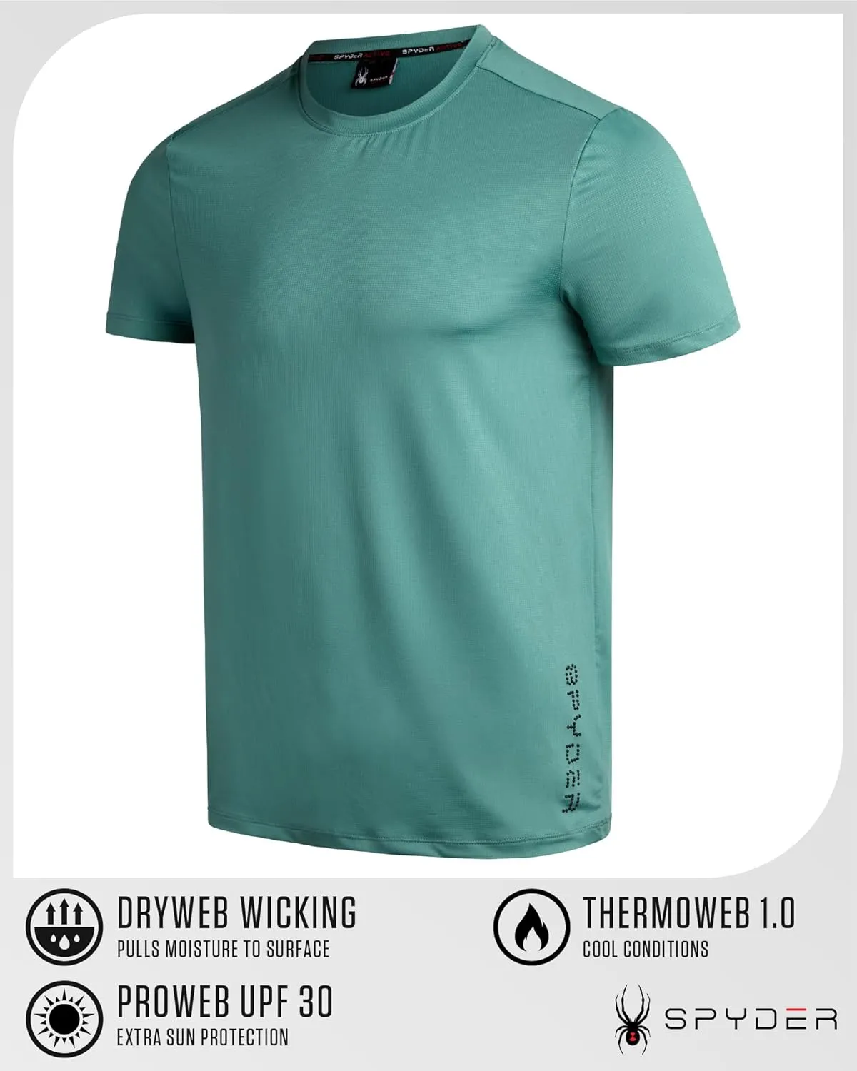 Spyder Men's Workout Shirt - Short Sleeve Quick Dry Moisture Wicking Jacquard Jersey Athletic Shirt (Sizes: S-XL)