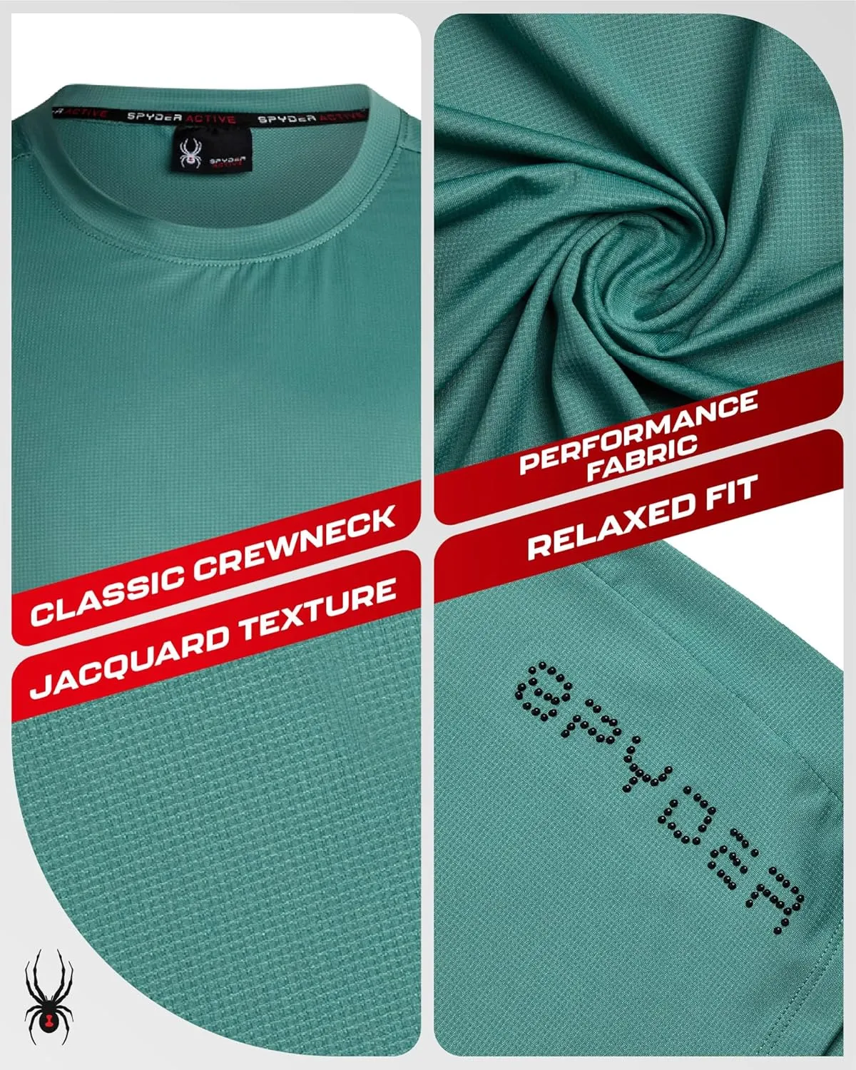 Spyder Men's Workout Shirt - Short Sleeve Quick Dry Moisture Wicking Jacquard Jersey Athletic Shirt (Sizes: S-XL)