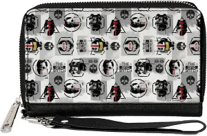 Star Wars Wallet, Zip Around, Star Wars The Bad Batch Clone Force 99 Helmets Grays Black, Vegan Leather