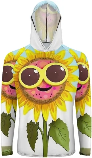 Sun Protection Shirt Long Sleeve Hoodie Cartoon Sunflower Lightweight Rash Guard Quick Dry Sun Shirt for Outdoor