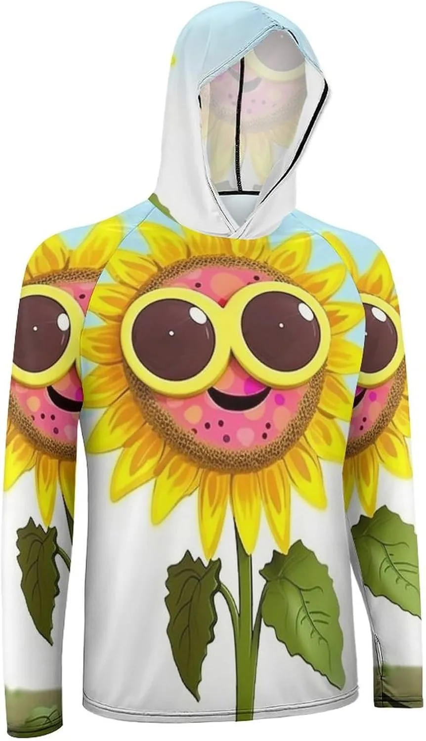 Sun Protection Shirt Long Sleeve Hoodie Cartoon Sunflower Lightweight Rash Guard Quick Dry Sun Shirt for Outdoor
