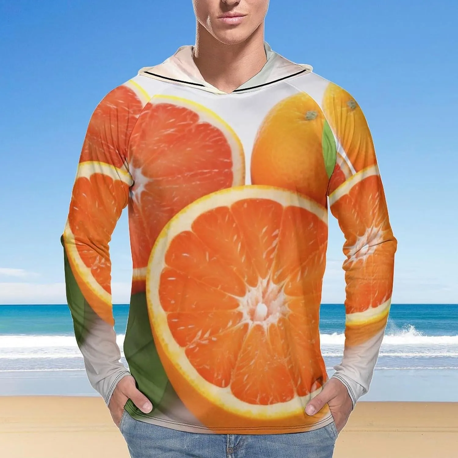 Sun Protection Shirt Long Sleeve Hoodie Citrus Fruit Lightweight Rash Guard Quick Dry Sun Shirt for Outdoor