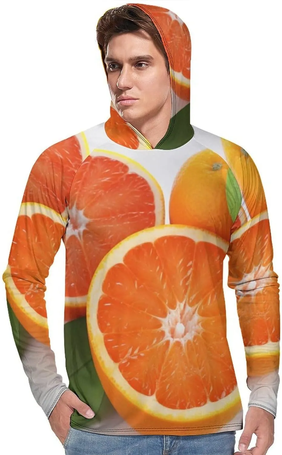 Sun Protection Shirt Long Sleeve Hoodie Citrus Fruit Lightweight Rash Guard Quick Dry Sun Shirt for Outdoor