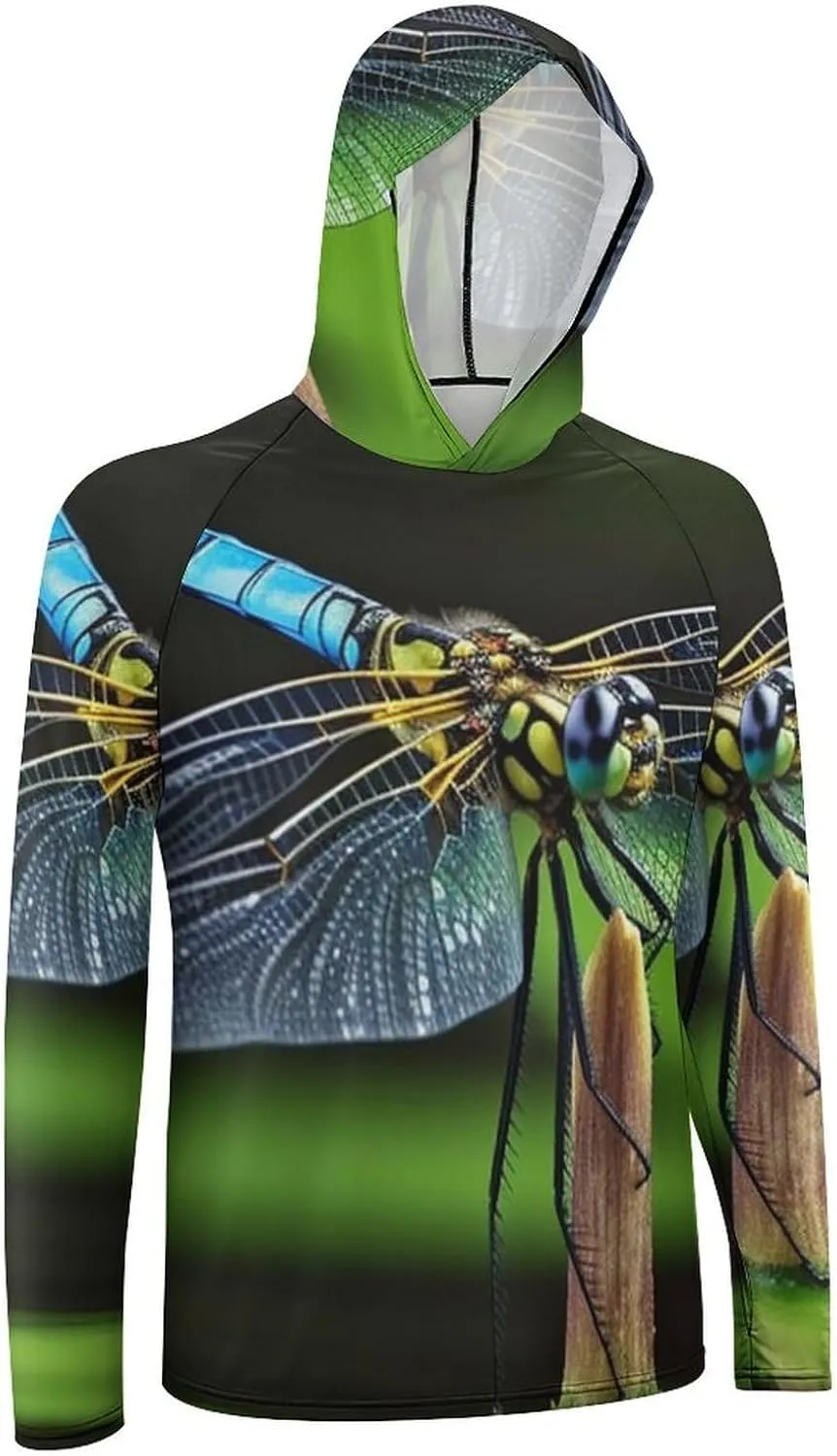 Sun Protection Shirt Long Sleeve Hoodie Dragonfly Mode Lightweight Rash Guard Quick Dry Sun Shirt for Outdoor