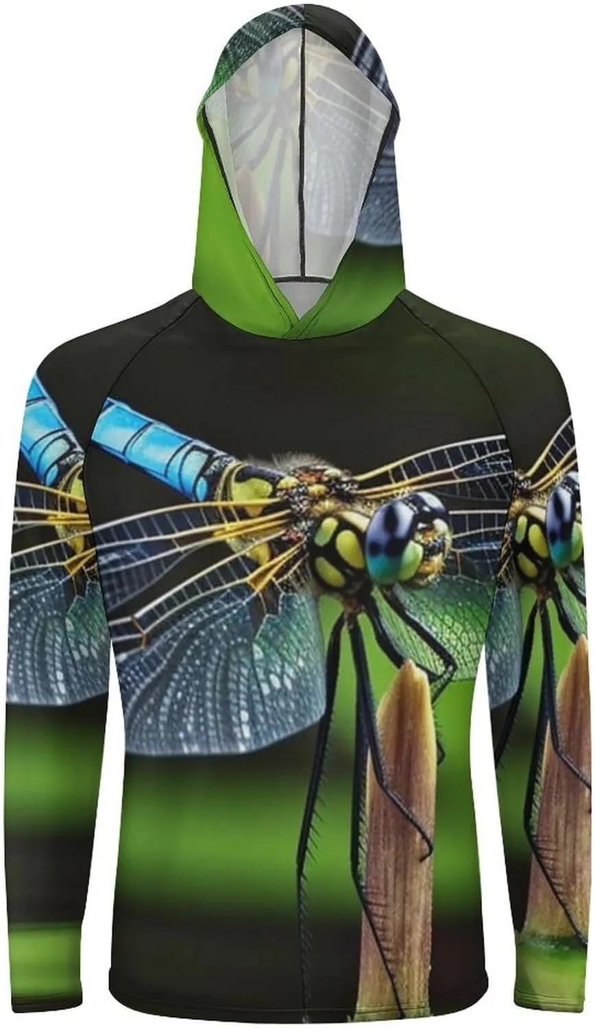 Sun Protection Shirt Long Sleeve Hoodie Dragonfly Mode Lightweight Rash Guard Quick Dry Sun Shirt for Outdoor