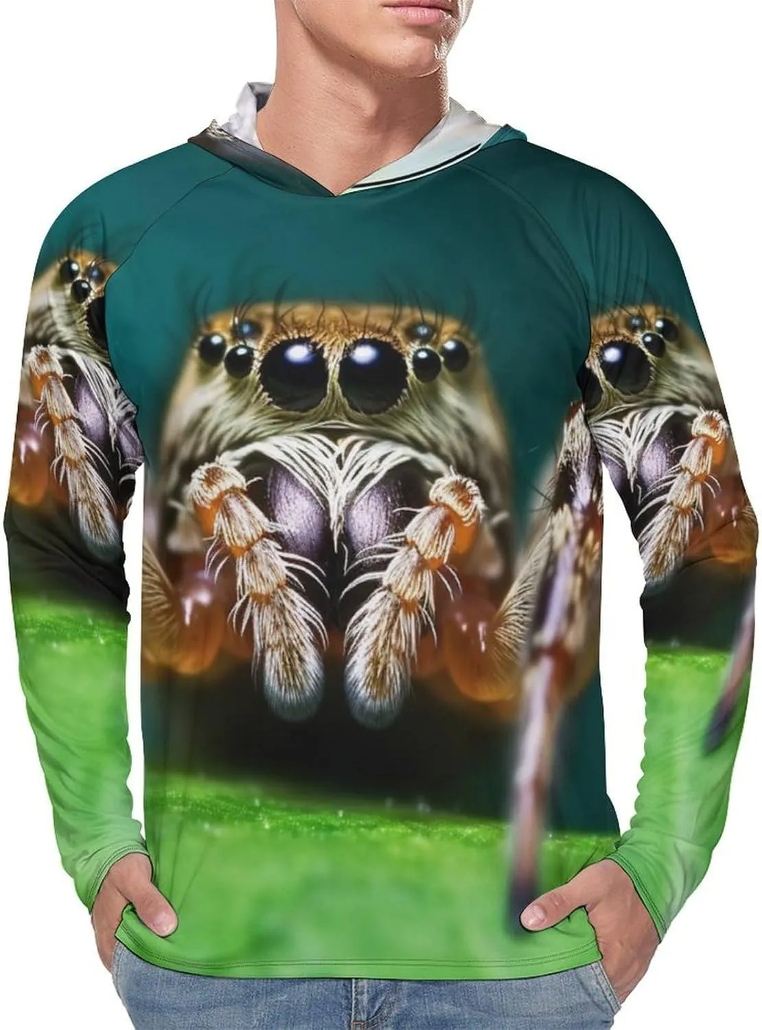 Sun Protection Shirt Long Sleeve Hoodie Wildlife Spider Lightweight Rash Guard Quick Dry Sun Shirt for Outdoor