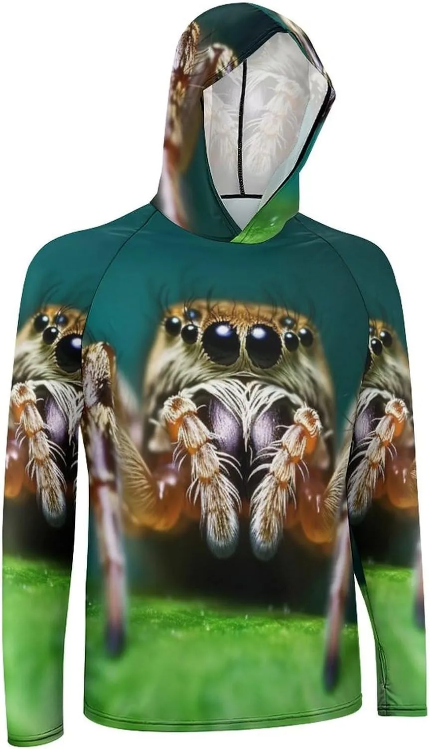 Sun Protection Shirt Long Sleeve Hoodie Wildlife Spider Lightweight Rash Guard Quick Dry Sun Shirt for Outdoor