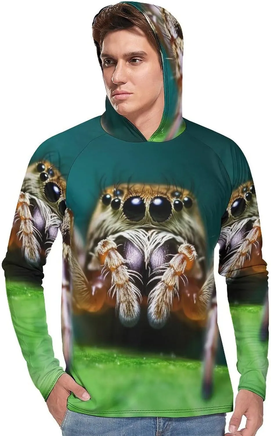 Sun Protection Shirt Long Sleeve Hoodie Wildlife Spider Lightweight Rash Guard Quick Dry Sun Shirt for Outdoor