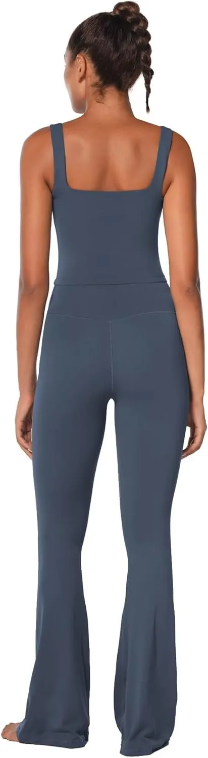 Sunzel Women's Double Lined Tank Top, Sleeveless Square Neck Crop Top, Yoga & Fitness Fitted Workout Casual Activewear Shirt