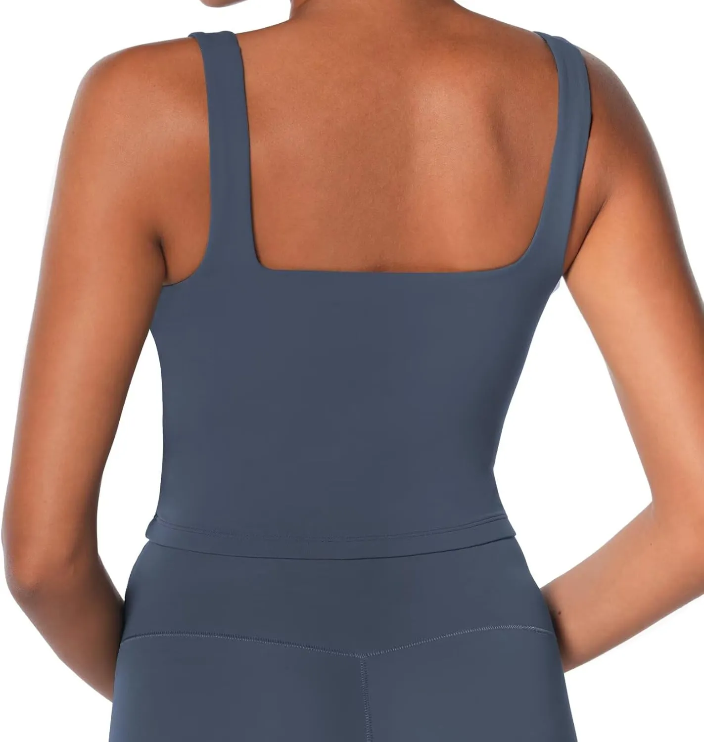 Sunzel Women's Double Lined Tank Top, Sleeveless Square Neck Crop Top, Yoga & Fitness Fitted Workout Casual Activewear Shirt