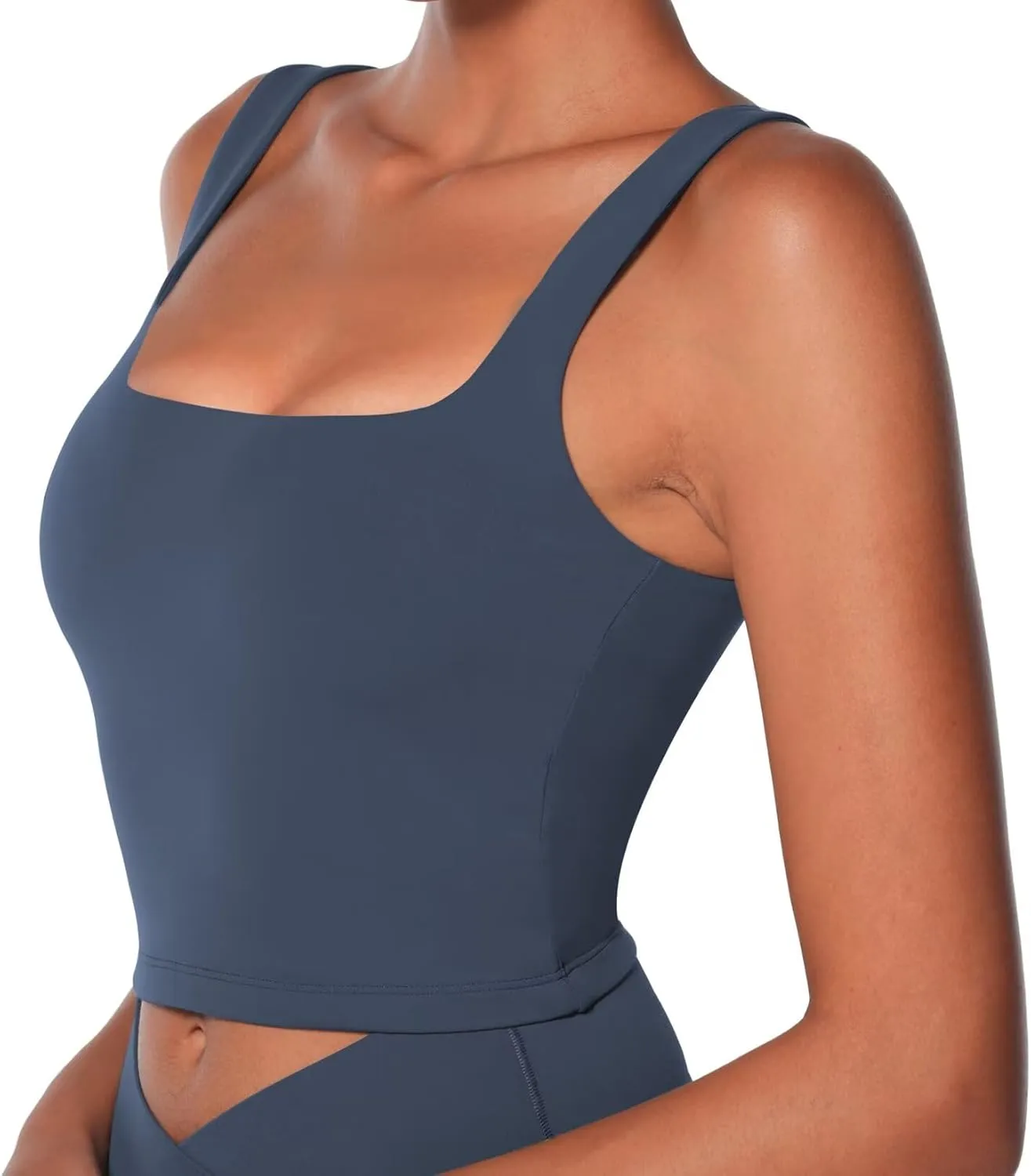 Sunzel Women's Double Lined Tank Top, Sleeveless Square Neck Crop Top, Yoga & Fitness Fitted Workout Casual Activewear Shirt