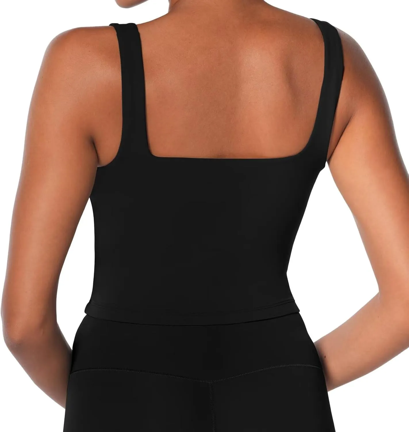 Sunzel Women's Double Lined Tank Top, Sleeveless Square Neck Crop Top, Yoga & Fitness Fitted Workout Casual Activewear Shirt